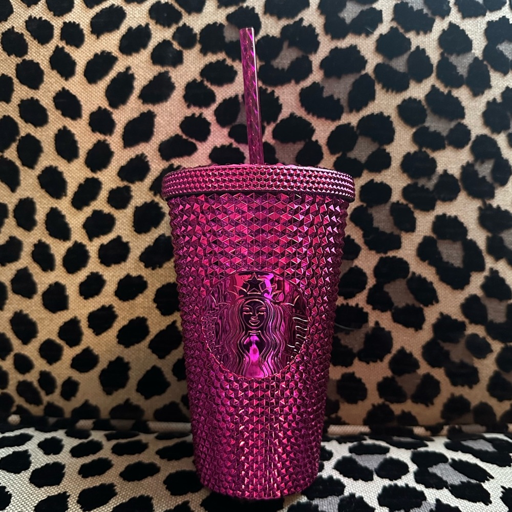 NWT Starbucks Hot Pink Studded Tumbler